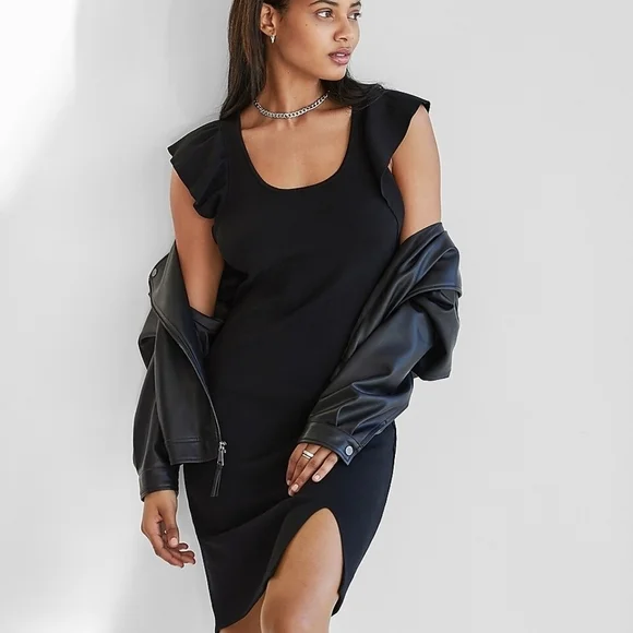 Express Dresses Express Black Ruffle Sleeve Sweater Dress Puff